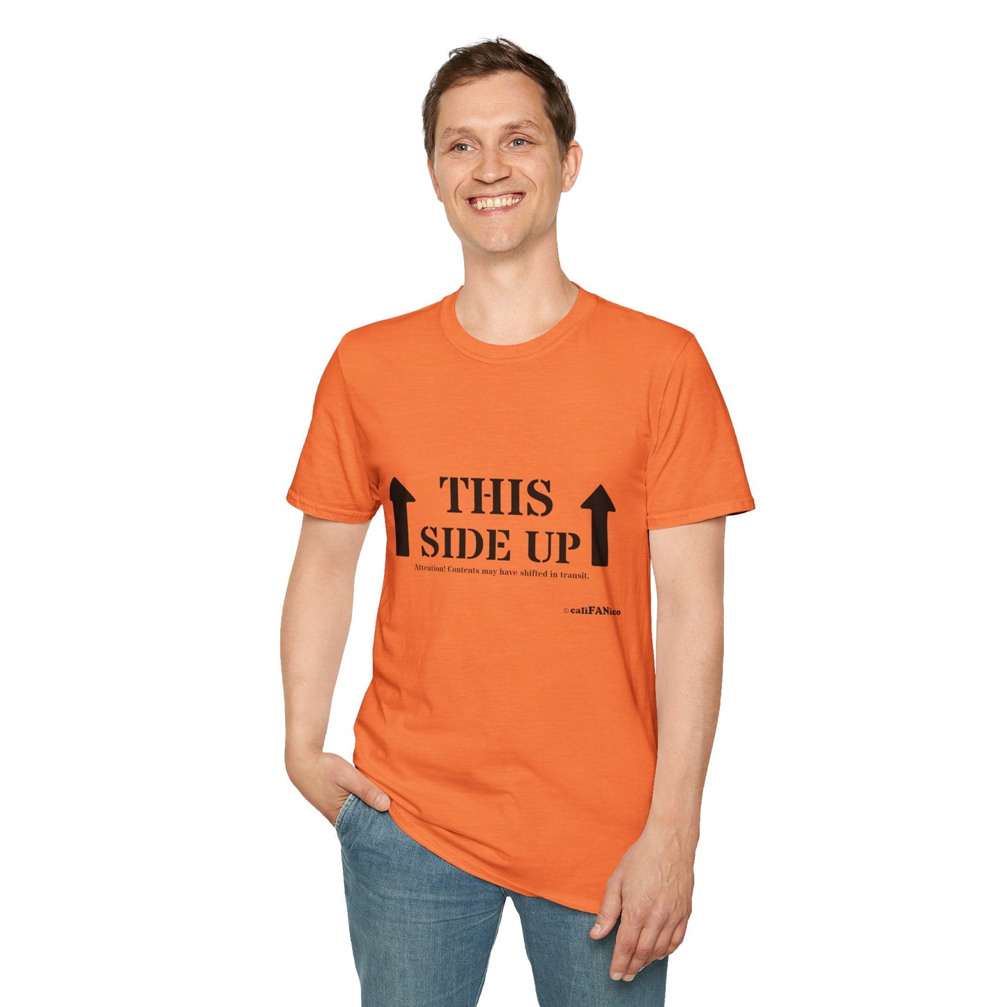 Funny 'THIS SIDE UP' t-shirt - Perfect Gift for Fun Occasions, Casual Wear, Gifting, Unisex Clothing, Vibrant Colors