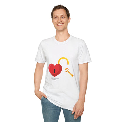 Open Heart Unlocked Heart Unisex Softstyle T-Shirt | Valentine’s Everyday Gift, Couple Matching Tee, Cute Relationship Shirt, Love Theme Apparel