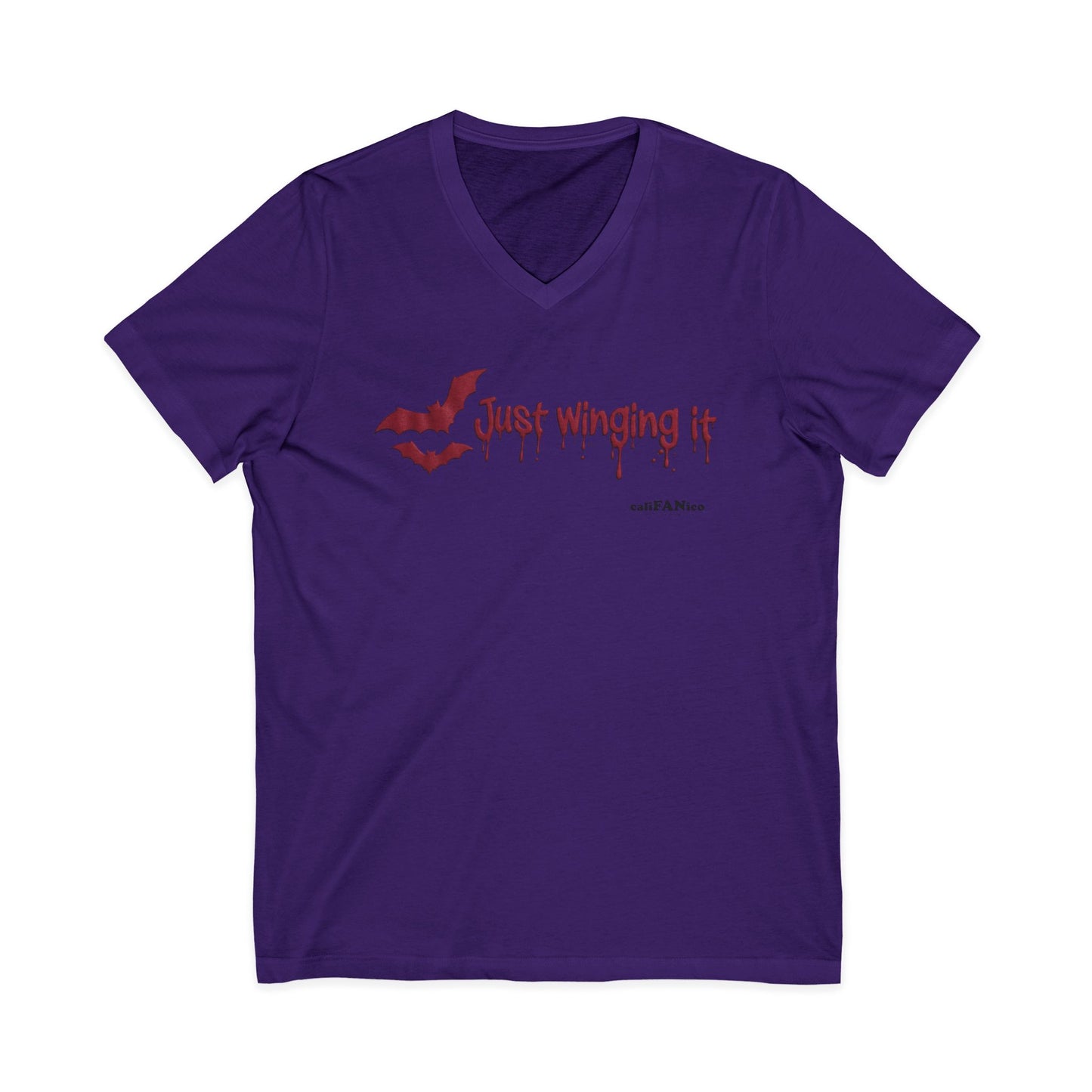 Unisex V-Neck Bat Tee - Spooky Bat Design T-Shirt - Perfect for Halloween, Autumn, Unique Graphic Tee