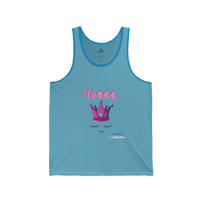 Yasss, Queen! Unisex Jersey Tank Top - Trendy Summer Activewear, Pride Apparel, Gift for Friends, Comfortable Party and Festival Top