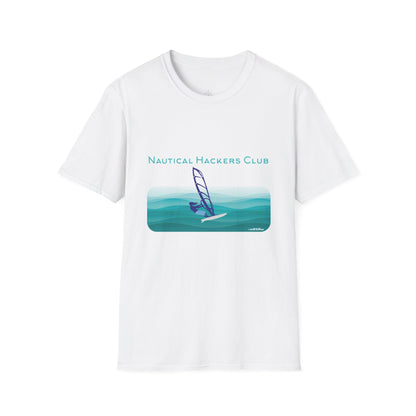 A Nautical Hackers Club T-Shirt, Adventure Tee, Wind Surfing Enthusiast Gift, Beachwear, Summer Casual Top, Oceanside Vibes