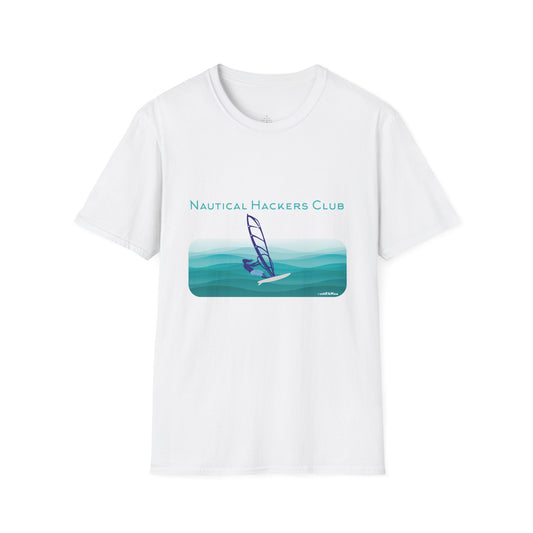 A Nautical Hackers Club T-Shirt, Adventure Tee, Wind Surfing Enthusiast Gift, Beachwear, Summer Casual Top, Oceanside Vibes