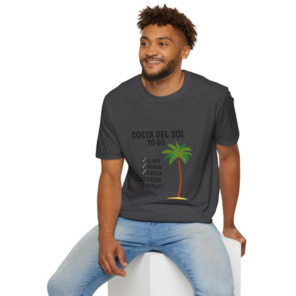 Beach Vibes Shirt, Beach Lovers T-Shirt, Vacation Tee, Summer Wear, Gift for Beach Lovers. Costa del Sol To-Do T-Shirt, Unisex T-Shirt, Soft Style T-Shirt