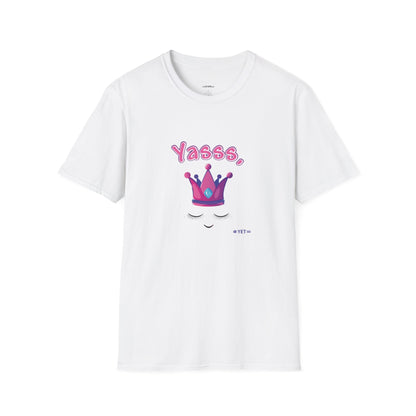 Yasss, Queen! Softstyle T-Shirt, Trendy Graphic Tee, Pride Apparel, Casual Wear, Gift for Them, Fun Festival T