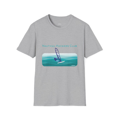 A Nautical Hackers Club T-Shirt, Adventure Tee, Wind Surfing Enthusiast Gift, Beachwear, Summer Casual Top, Oceanside Vibes