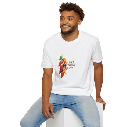 I Like Them Hot, Funny Hot Peppers Unisex T-Shirt, Carolina peppers, Summer Apparel, Funny Graphic Tee, Gift for Friends, Cute Casual Wear