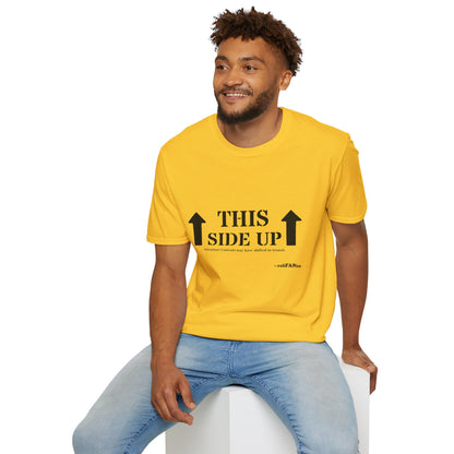 Funny 'THIS SIDE UP' t-shirt - Perfect Gift for Fun Occasions, Casual Wear, Gifting, Unisex Clothing, Vibrant Colors