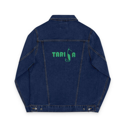 A+ Embroidered Unisex Denim Jacket | Tarifa Surf Theme, Casual Outerwear, Surfer Wardrobe Essential