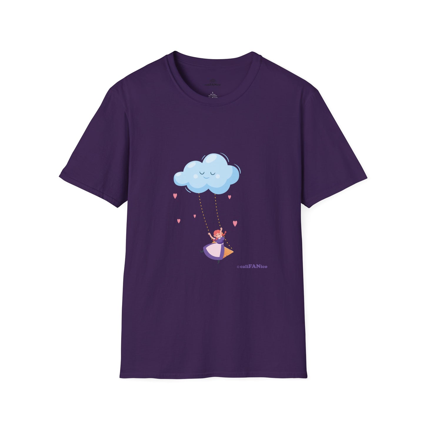 Whimsical Cloud Graphic Tee for Girls 6-12 (XS-S-M), Soft Cotton Shirt, Casual Everyday Wear, Ideal for Gifting, Fun and Playful Design