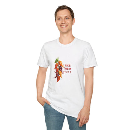 I Like Them Hot, Funny Hot Peppers Unisex T-Shirt, Carolina peppers, Summer Apparel, Funny Graphic Tee, Gift for Friends, Cute Casual Wear