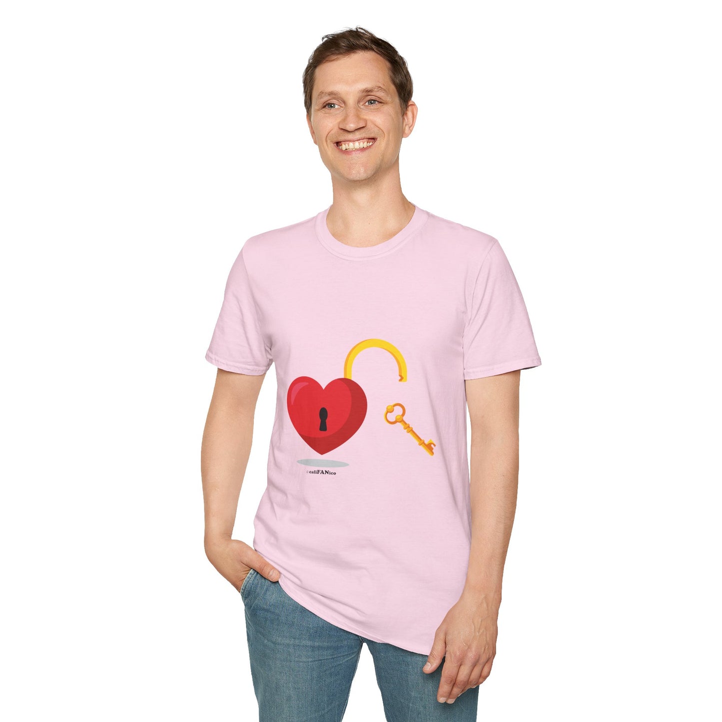 Open Heart Unlocked Heart Unisex Softstyle T-Shirt | Valentine’s Everyday Gift, Couple Matching Tee, Cute Relationship Shirt, Love Theme Apparel
