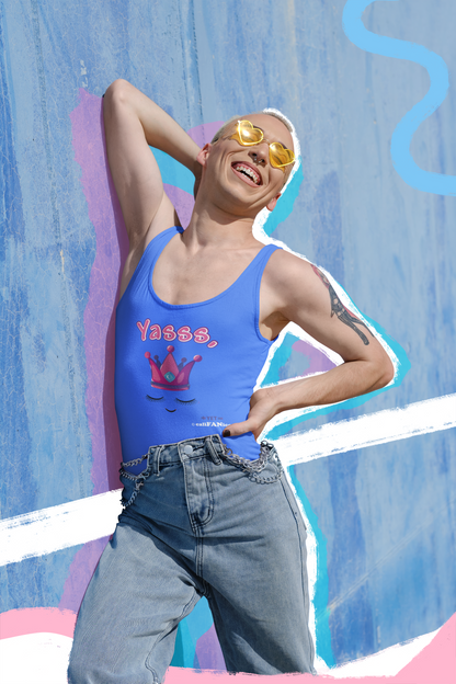 Yasss, Queen! Unisex Jersey Tank Top - Trendy Summer Activewear, Pride Apparel, Gift for Friends, Comfortable Party and Festival Top