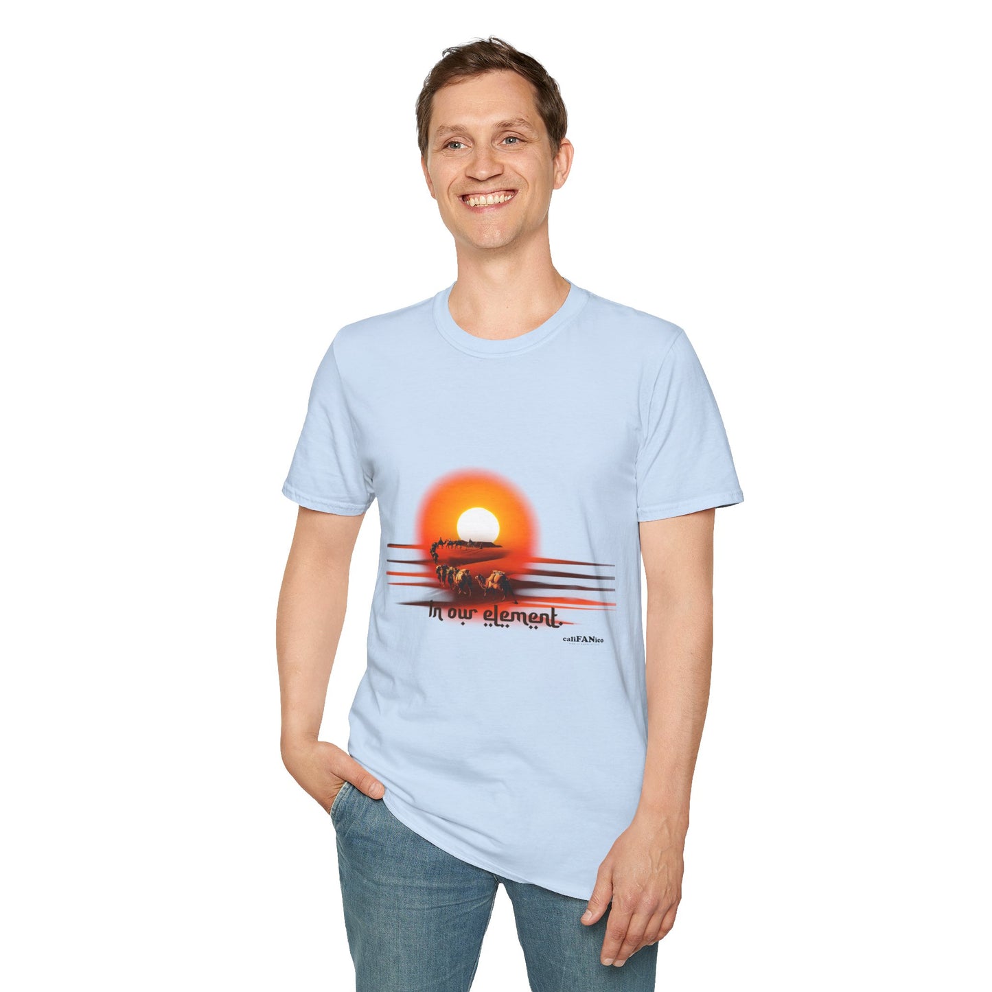Adventure Traveler T-Shirt - Desert Caravan Vibrant Sun Colors