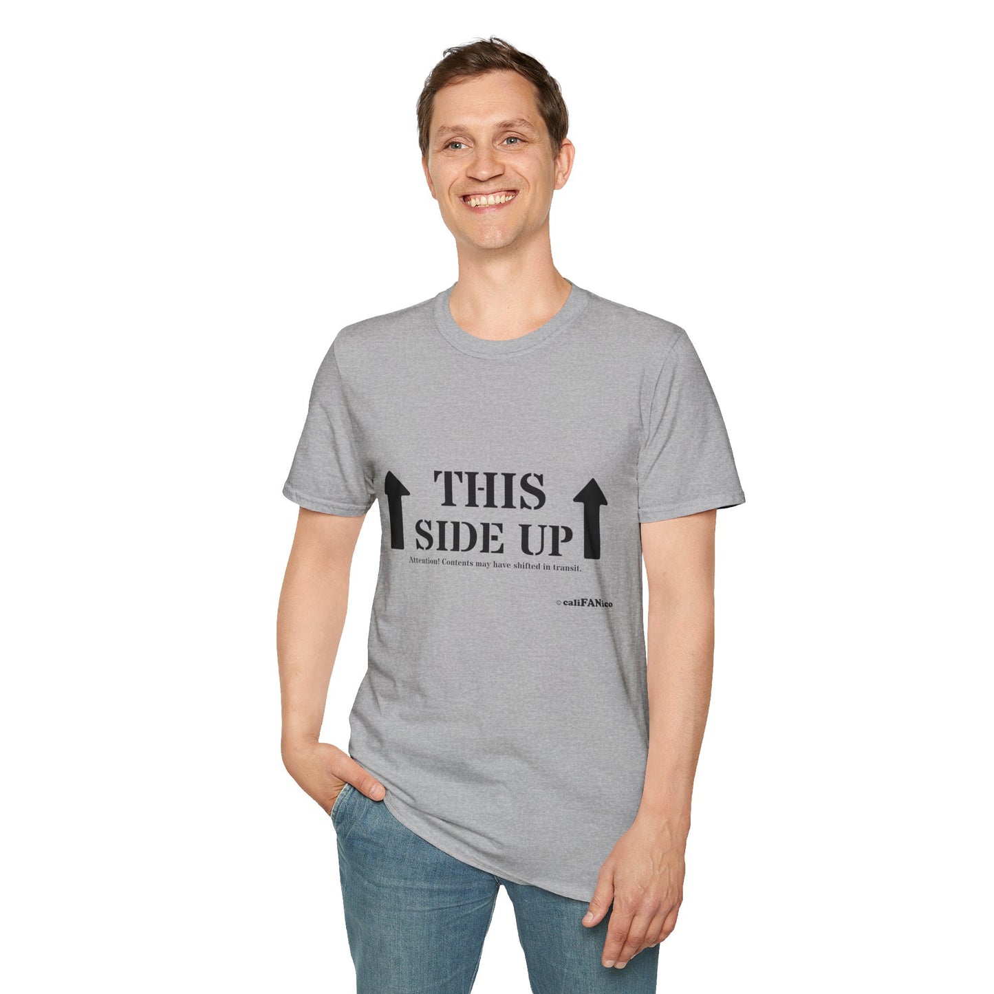 Funny 'THIS SIDE UP' t-shirt - Perfect Gift for Fun Occasions, Casual Wear, Gifting, Unisex Clothing, Vibrant Colors