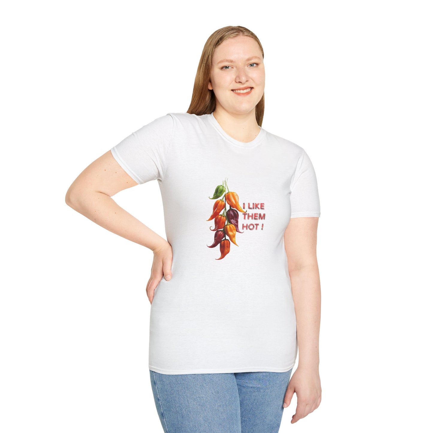 I Like Them Hot, Funny Hot Peppers Unisex T-Shirt, Summer Apparel, Funny Graphic Tee, Gift for Friends, Cute Casual Wear