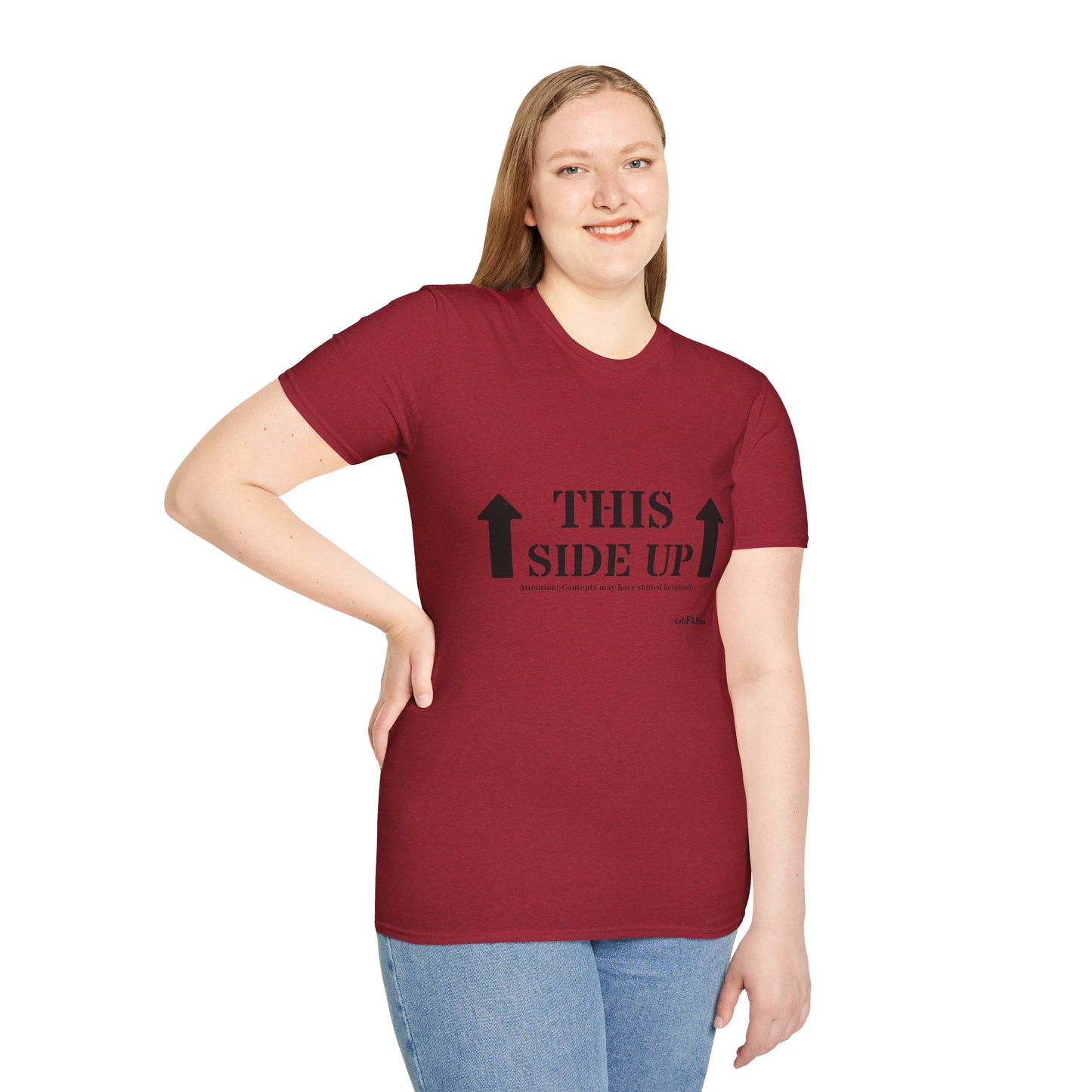 Funny 'THIS SIDE UP' t-shirt - Perfect Gift for Fun Occasions, Casual Wear, Gifting, Unisex Clothing, Vibrant Colors