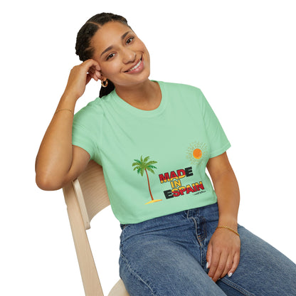 Funny Mad in Spain Made in Espain T-Shirt Unisex Softstyle Humor Shirt, Cute Gift, Unisex Top, Casual Wear, Laugh T Shirt