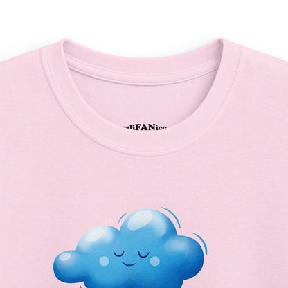 Kids Cloud Swing T‑Shirt — Cute Black Girl on Cloud Swing, Playful Design