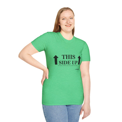 Funny 'THIS SIDE UP' t-shirt - Perfect Gift for Fun Occasions, Casual Wear, Gifting, Unisex Clothing, Vibrant Colors