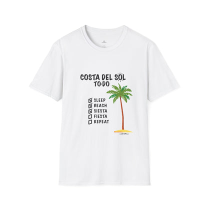 Beach Vibes Shirt, Beach Lovers T-Shirt, Vacation Tee, Summer Wear, Gift for Beach Lovers. Costa del Sol To-Do T-Shirt, Unisex T-Shirt, Soft Style T-Shirt