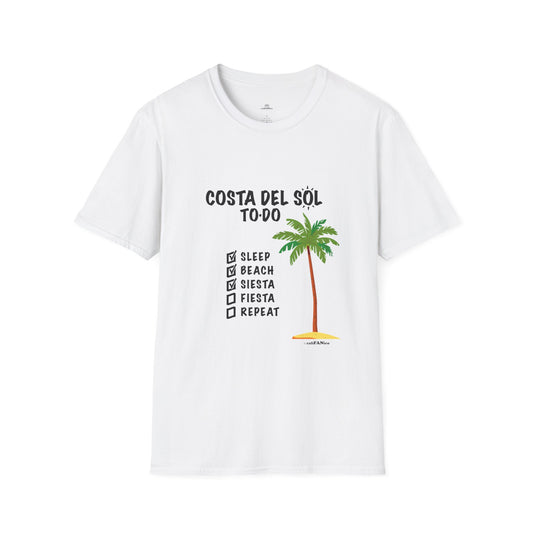 Beach Vibes Shirt, Beach Lovers T-Shirt, Vacation Tee, Summer Wear, Gift for Beach Lovers. Costa del Sol To-Do T-Shirt, Unisex T-Shirt, Soft Style T-Shirt