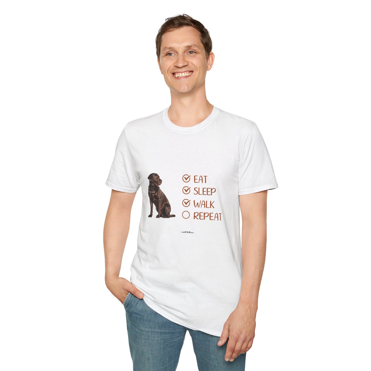Eat, Sleep, Walk, Repeat Chocolate Lab Dog T-Shirt, Unisex Pet Lover Tee, Gift for Dog Moms and Dads, Dog Lover Apparel, Dog Themed Shirt