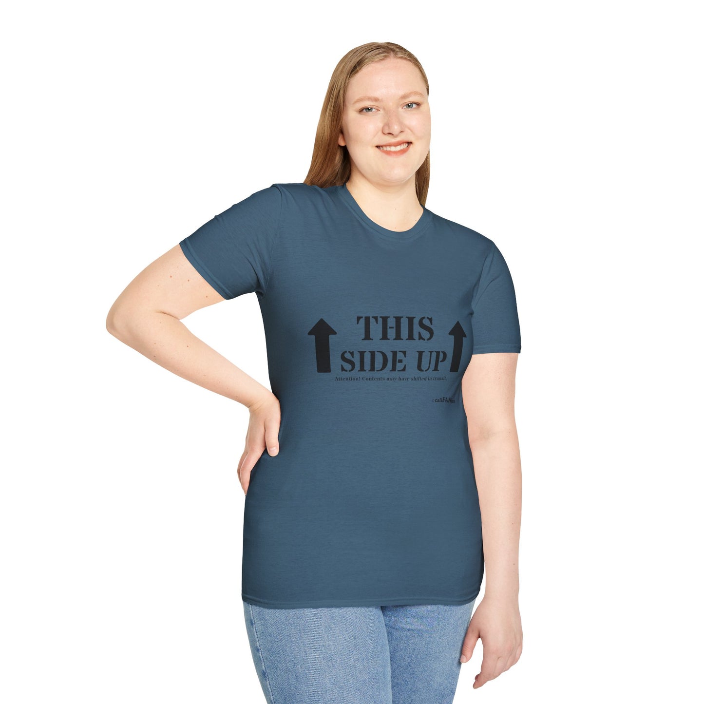 Funny 'THIS SIDE UP' t-shirt - Perfect Gift for Fun Occasions, Casual Wear, Gifting, Unisex Clothing, Vibrant Colors