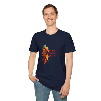 I Like Them Hot, Funny Hot Peppers Unisex T-Shirt, Summer Apparel, Funny Graphic Tee, Gift for Friends, Cute Casual Wear