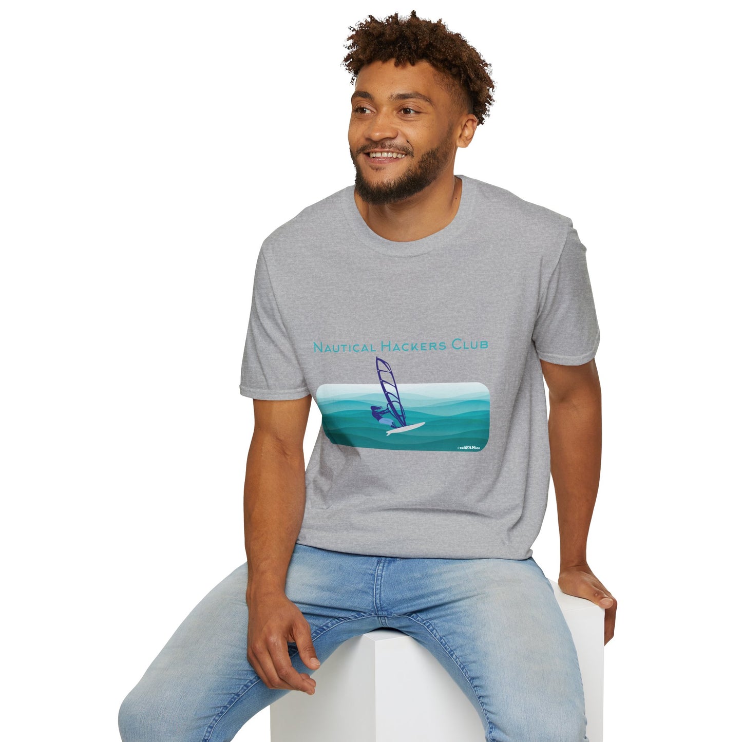 A Nautical Hackers Club T-Shirt, Adventure Tee, Wind Surfing Enthusiast Gift, Beachwear, Summer Casual Top, Oceanside Vibes
