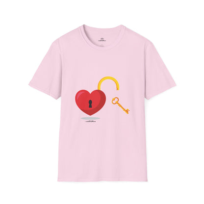 Open Heart Unlocked Heart Unisex Softstyle T-Shirt | Valentine’s Everyday Gift, Couple Matching Tee, Cute Relationship Shirt, Love Theme Apparel