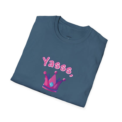 Yasss, Queen! Softstyle T-Shirt, Trendy Graphic Tee, Pride Apparel, Casual Wear, Gift for Them, Fun Festival T