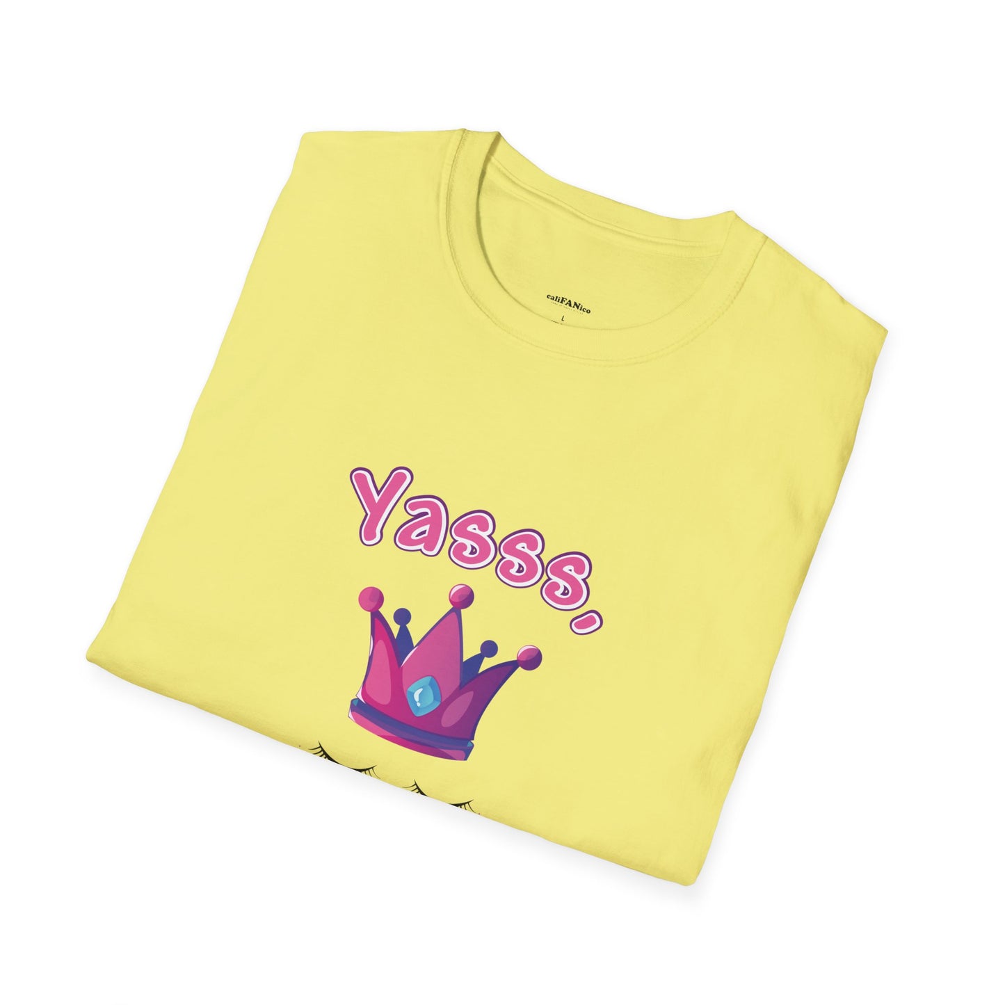 Yasss, Queen! Softstyle T-Shirt, Trendy Graphic Tee, Pride Apparel, Casual Wear, Gift for Them, Fun Festival T