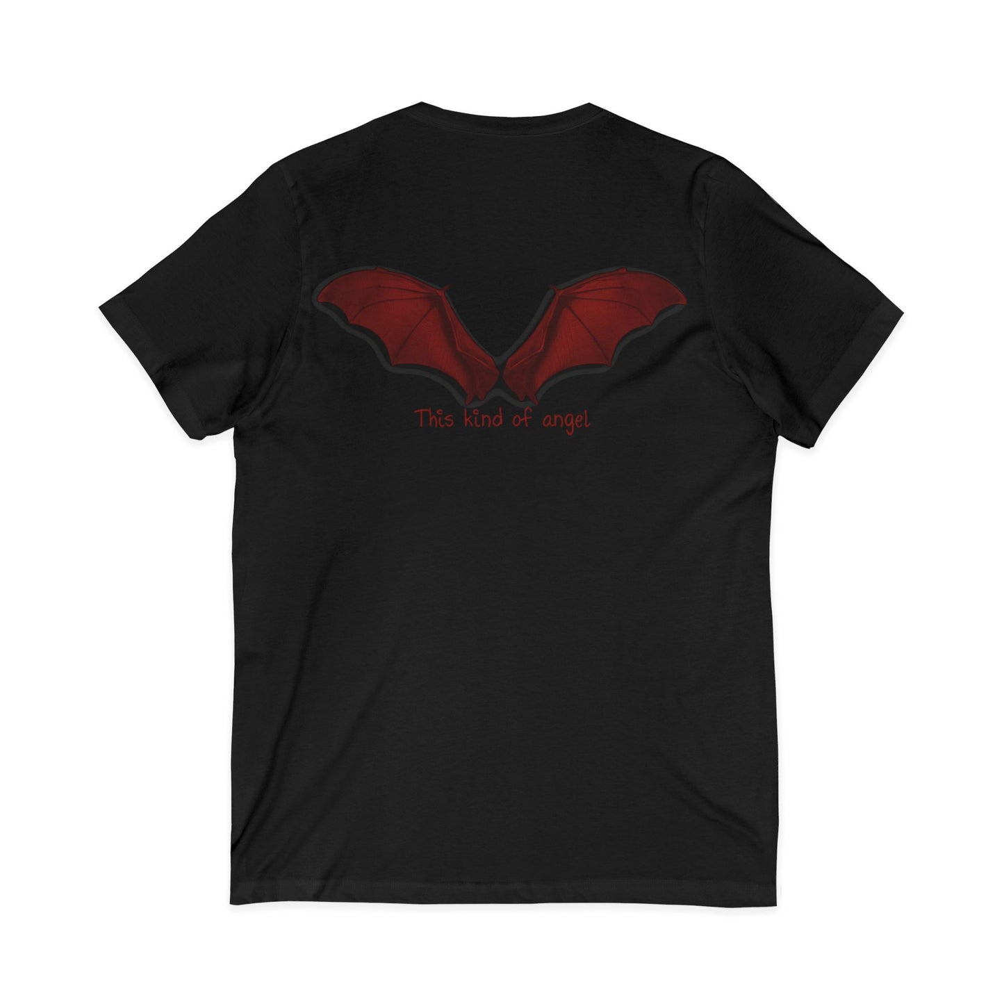 Unisex V-Neck Bat Tee - Spooky Bat Design T-Shirt - Perfect for Halloween, Autumn, Unique Graphic Tee