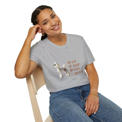 Eat, Sleep, Walk, Repeat Standard Poodle T-Shirt, Dog Lover T-Shirt, Comfortable Gift for Pet Owners, Dog Walking, Casual Outfit, Pet Lover Apparel