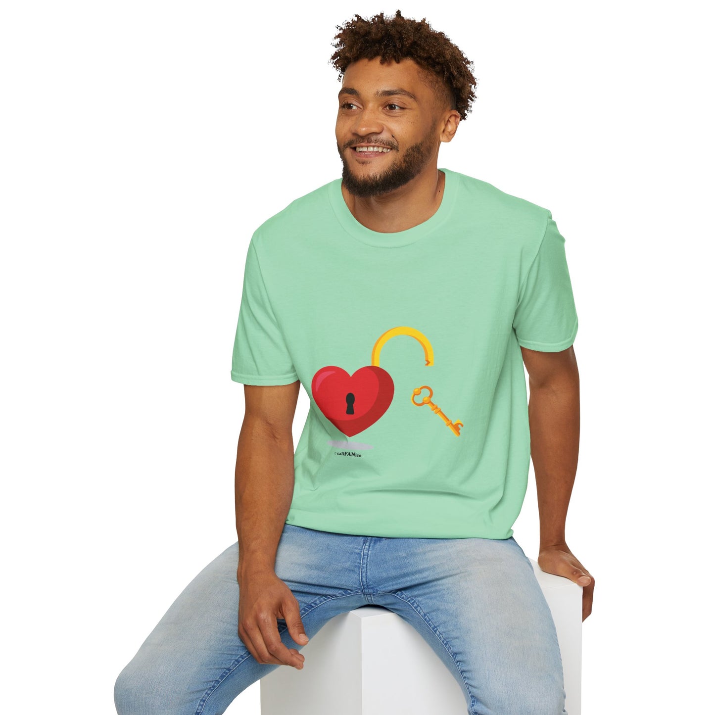 Open Heart Unlocked Heart Unisex Softstyle T-Shirt | Valentine’s Everyday Gift, Couple Matching Tee, Cute Relationship Shirt, Love Theme Apparel