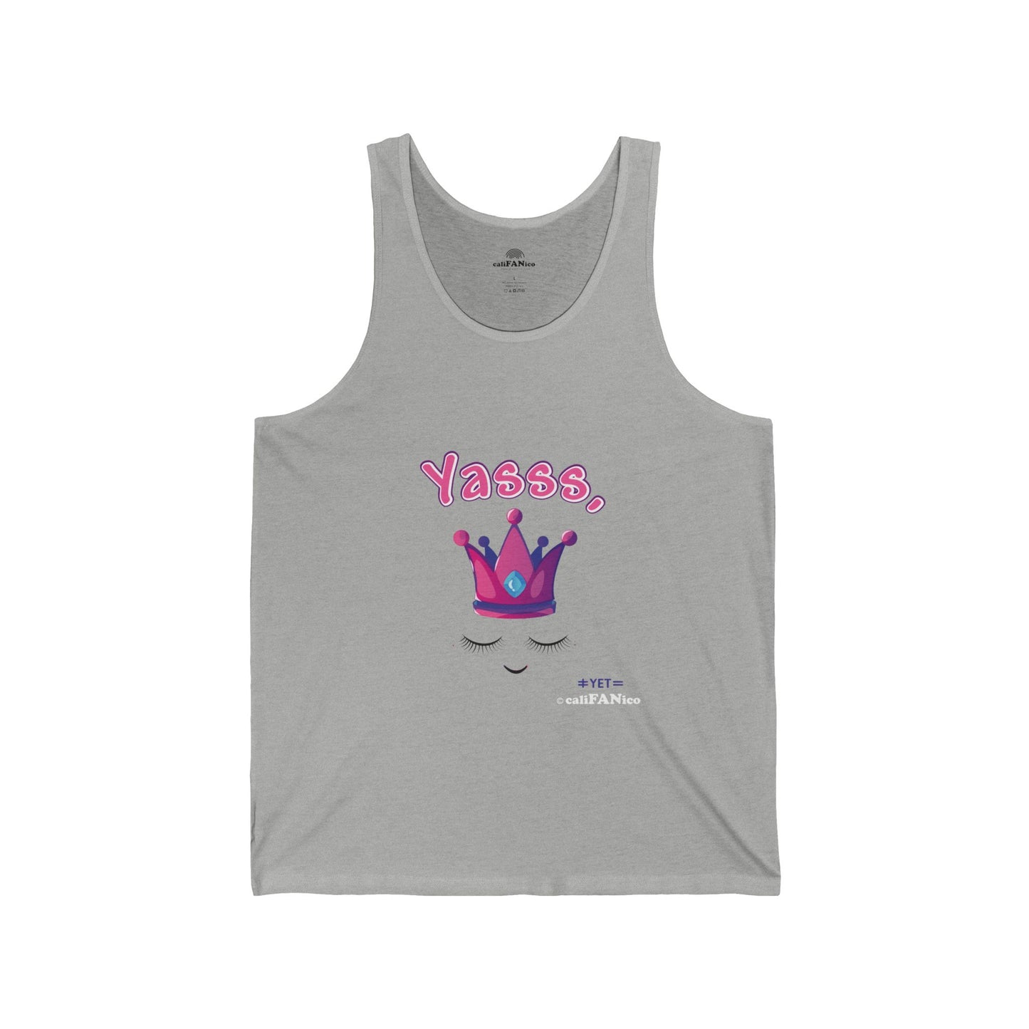 Yasss, Queen! Unisex Jersey Tank Top - Trendy Summer Activewear, Pride Apparel, Gift for Friends, Comfortable Party and Festival Top