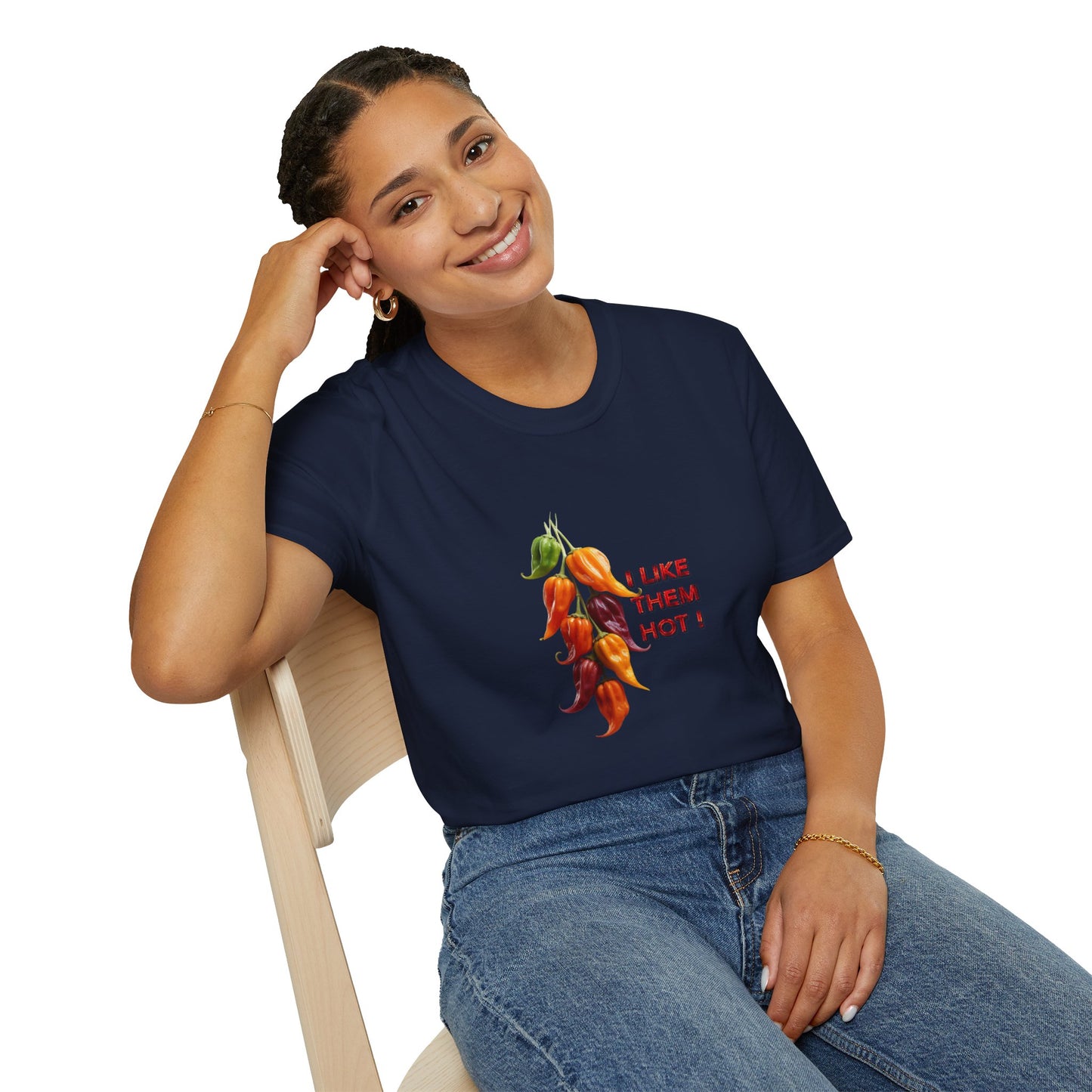 I Like Them Hot, Funny Hot Peppers Unisex T-Shirt, Summer Apparel, Funny Graphic Tee, Gift for Friends, Cute Casual Wear