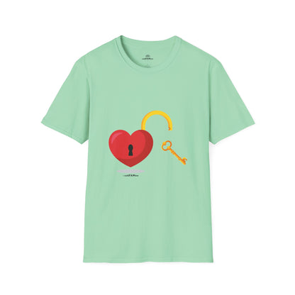 Open Heart Unlocked Heart Unisex Softstyle T-Shirt | Valentine’s Everyday Gift, Couple Matching Tee, Cute Relationship Shirt, Love Theme Apparel