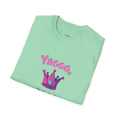Yasss, Queen! Softstyle T-Shirt, Trendy Graphic Tee, Pride Apparel, Casual Wear, Gift for Them, Fun Festival T