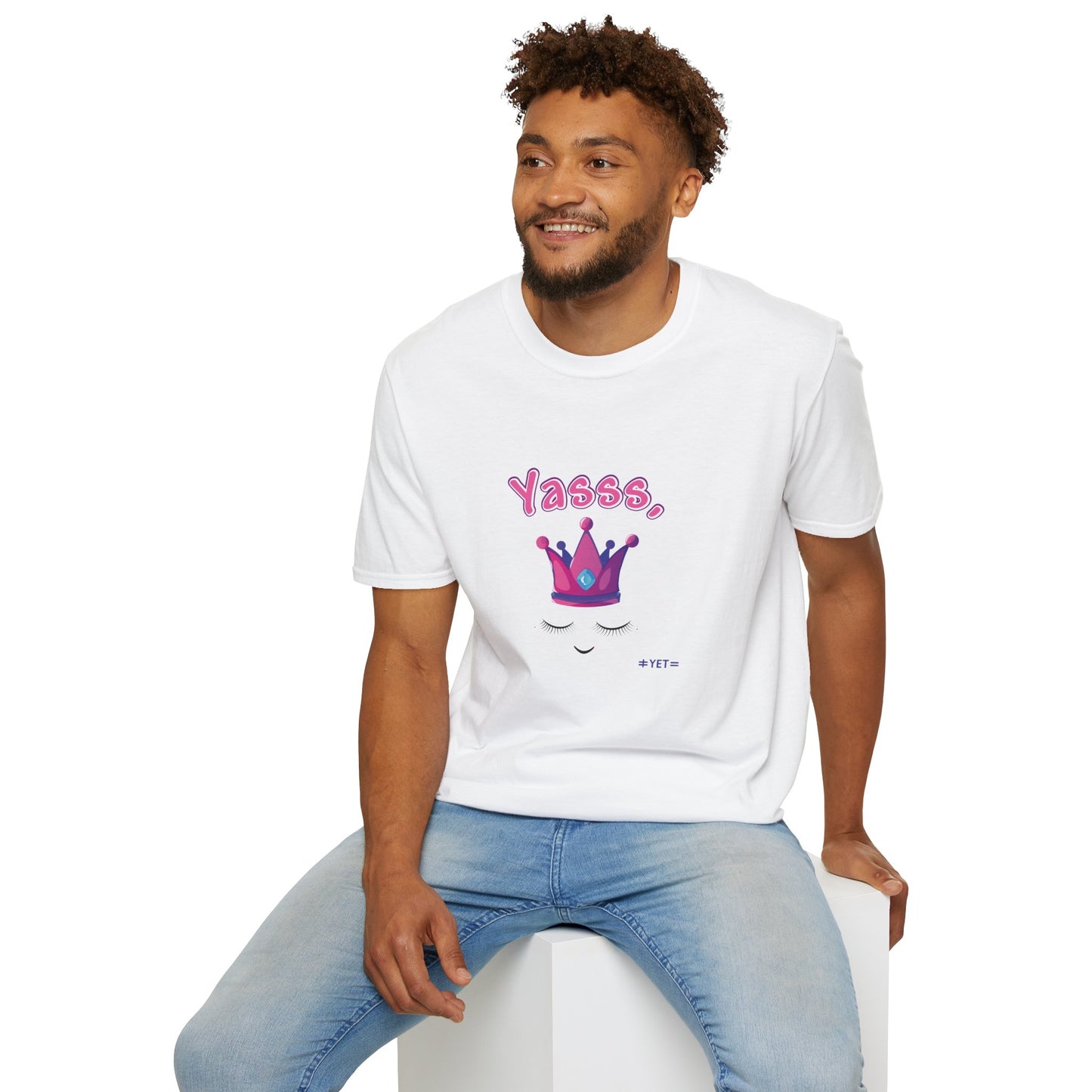 Yasss, Queen! Softstyle T-Shirt, Trendy Graphic Tee, Pride Apparel, Casual Wear, Gift for Them, Fun Festival T