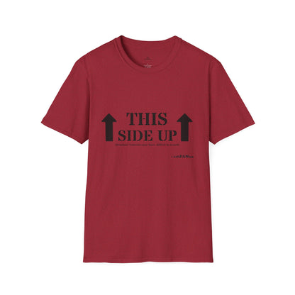 Funny 'THIS SIDE UP' t-shirt - Perfect Gift for Fun Occasions, Casual Wear, Gifting, Unisex Clothing, Vibrant Colors