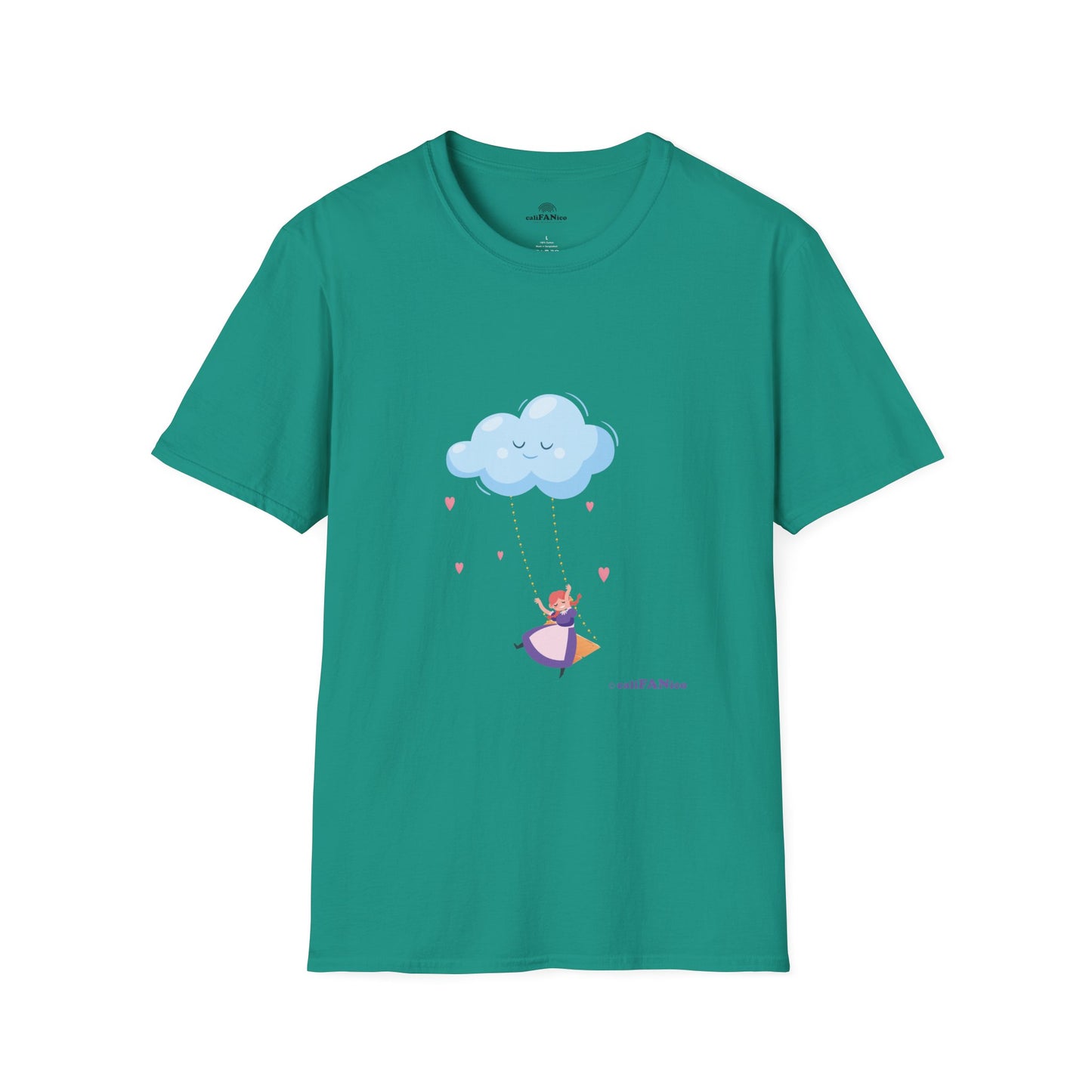 Whimsical Cloud Graphic Tee for Girls 6-12 (XS-S-M), Soft Cotton Shirt, Casual Everyday Wear, Ideal for Gifting, Fun and Playful Design