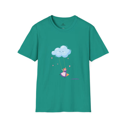 Whimsical Cloud Graphic Tee for Girls 6-12 (XS-S-M), Soft Cotton Shirt, Casual Everyday Wear, Ideal for Gifting, Fun and Playful Design