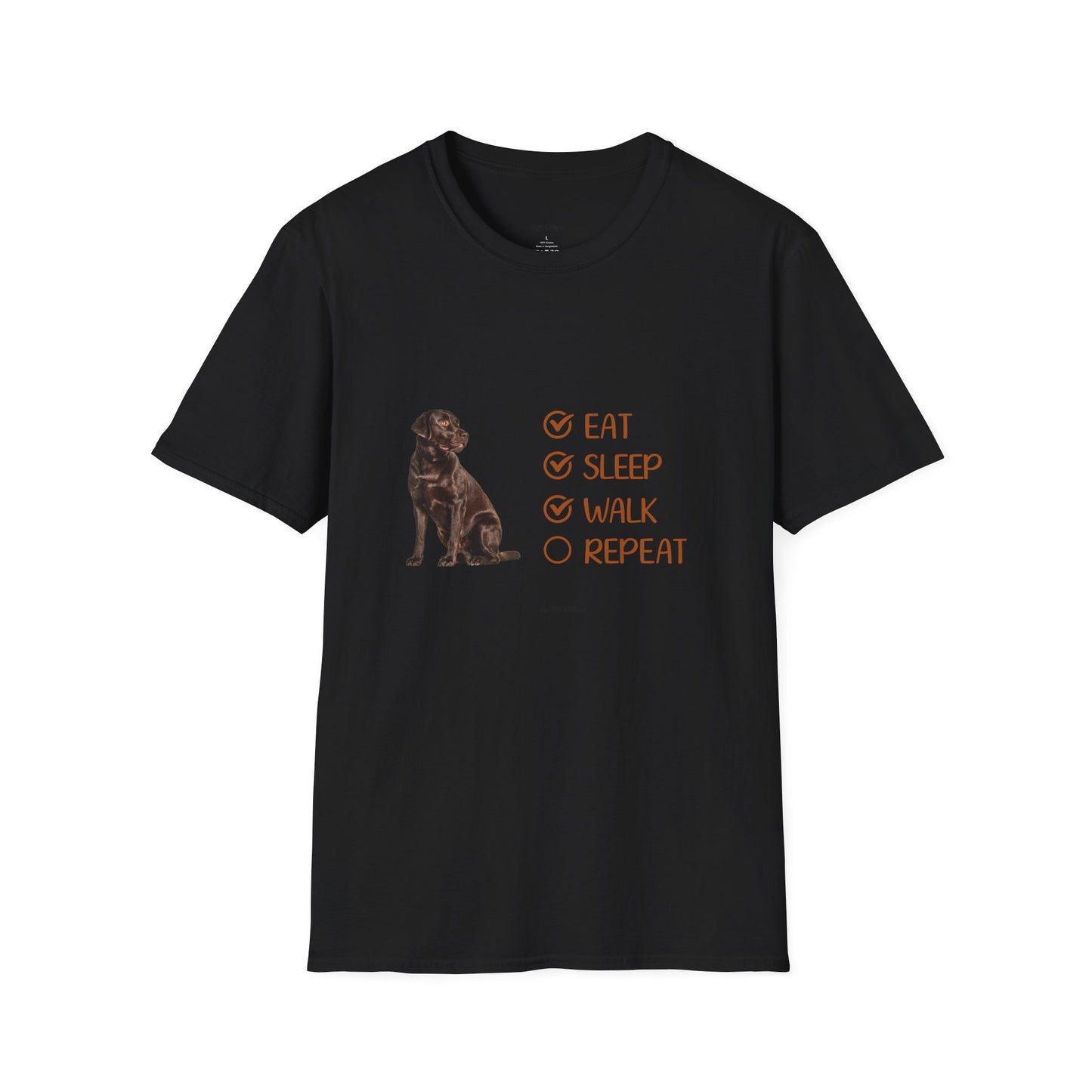 Eat, Sleep, Walk, Repeat Chocolate Lab Dog T-Shirt, Unisex Pet Lover Tee, Gift for Dog Moms and Dads, Dog Lover Apparel, Dog Themed Shirt