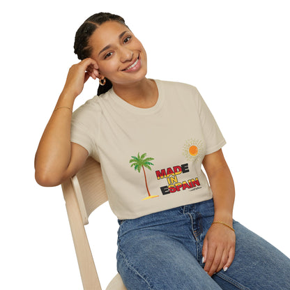 Funny Mad in Spain Made in Espain T-Shirt Unisex Softstyle Humor Shirt, Cute Gift, Unisex Top, Casual Wear, Laugh T Shirt