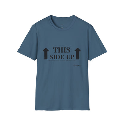 Funny 'THIS SIDE UP' t-shirt - Perfect Gift for Fun Occasions, Casual Wear, Gifting, Unisex Clothing, Vibrant Colors