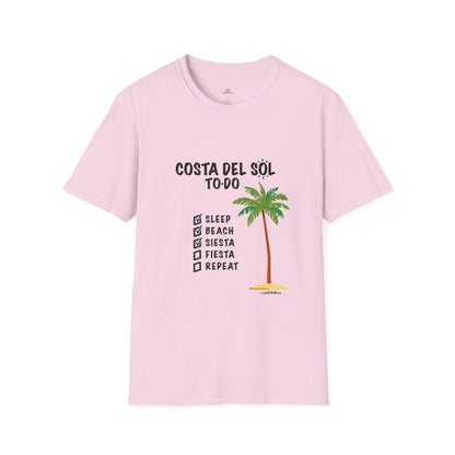 Beach Vibes Shirt, Beach Lovers T-Shirt, Vacation Tee, Summer Wear, Gift for Beach Lovers. Costa del Sol To-Do T-Shirt, Unisex T-Shirt, Soft Style T-Shirt