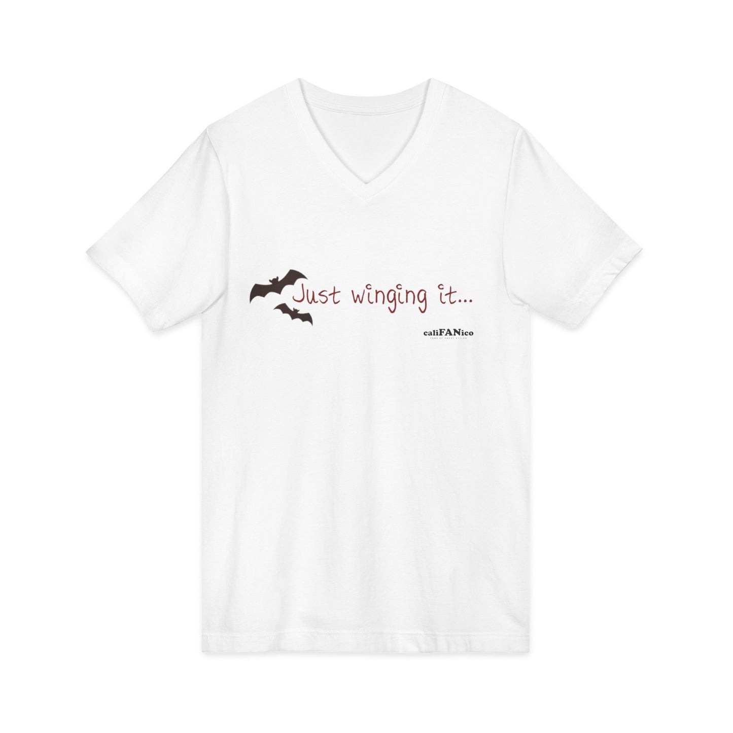 Unisex V-Neck Bat Tee - Spooky Bat Design T-Shirt - Perfect for Halloween, Autumn, Unique Graphic Tee