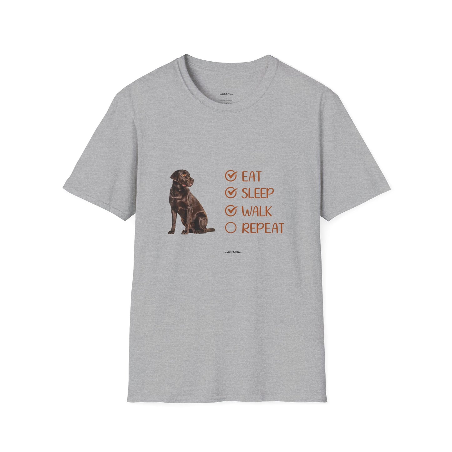 Eat, Sleep, Walk, Repeat Chocolate Lab Dog T-Shirt, Unisex Pet Lover Tee, Gift for Dog Moms and Dads, Dog Lover Apparel, Dog Themed Shirt
