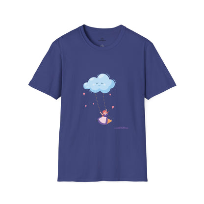 Whimsical Cloud Graphic Tee for Girls 6-12 (XS-S-M), Soft Cotton Shirt, Casual Everyday Wear, Ideal for Gifting, Fun and Playful Design
